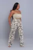 Put Up High Rise Cargo Camo Pants - Khaki/Cream sold by Swankaposh