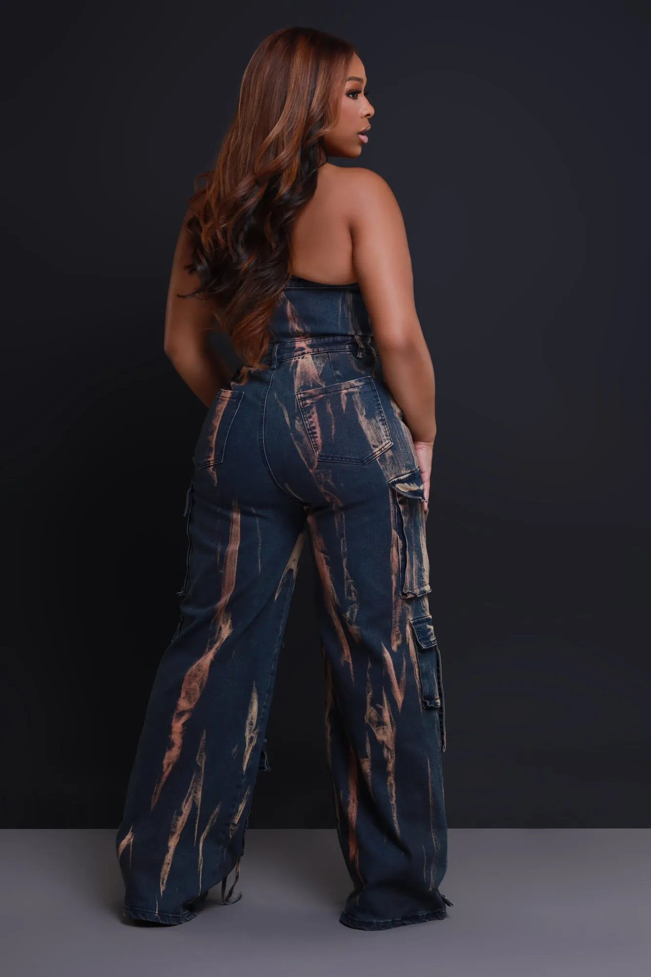 Take The Crown Denim Cargo Jumpsuit - Blue sold by Swankaposh product image thumbnail 3