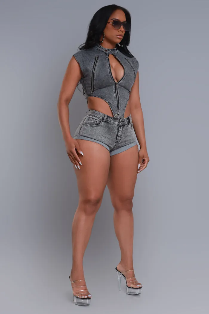 Save It Sleeveless Cropped Denim Vest - Black sold by Swankaposh product image thumbnail 3