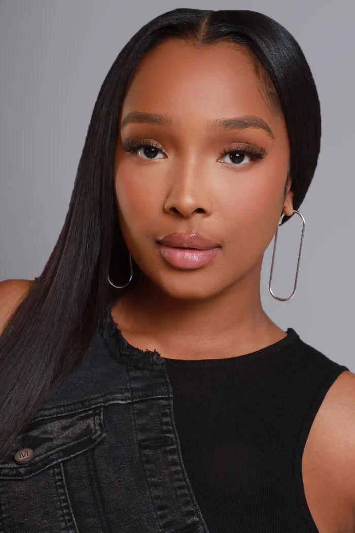 Long Haul Oval Shaped Hoop Earrings - Silver sold by Swankaposh product image thumbnail 2