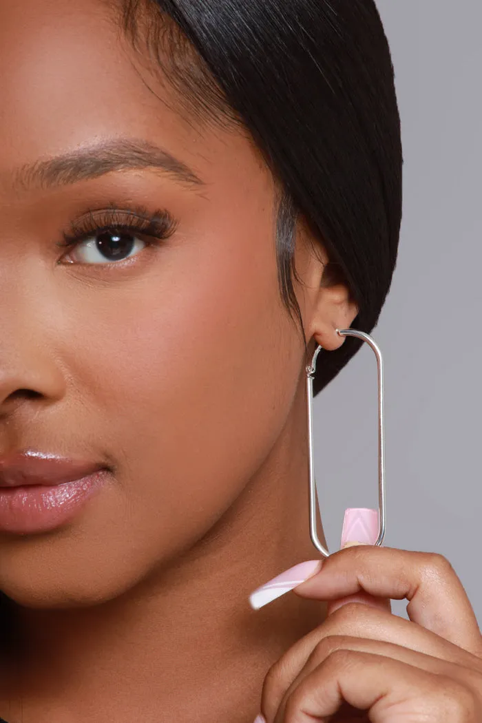 Long Haul Oval Shaped Hoop Earrings - Silver sold by Swankaposh