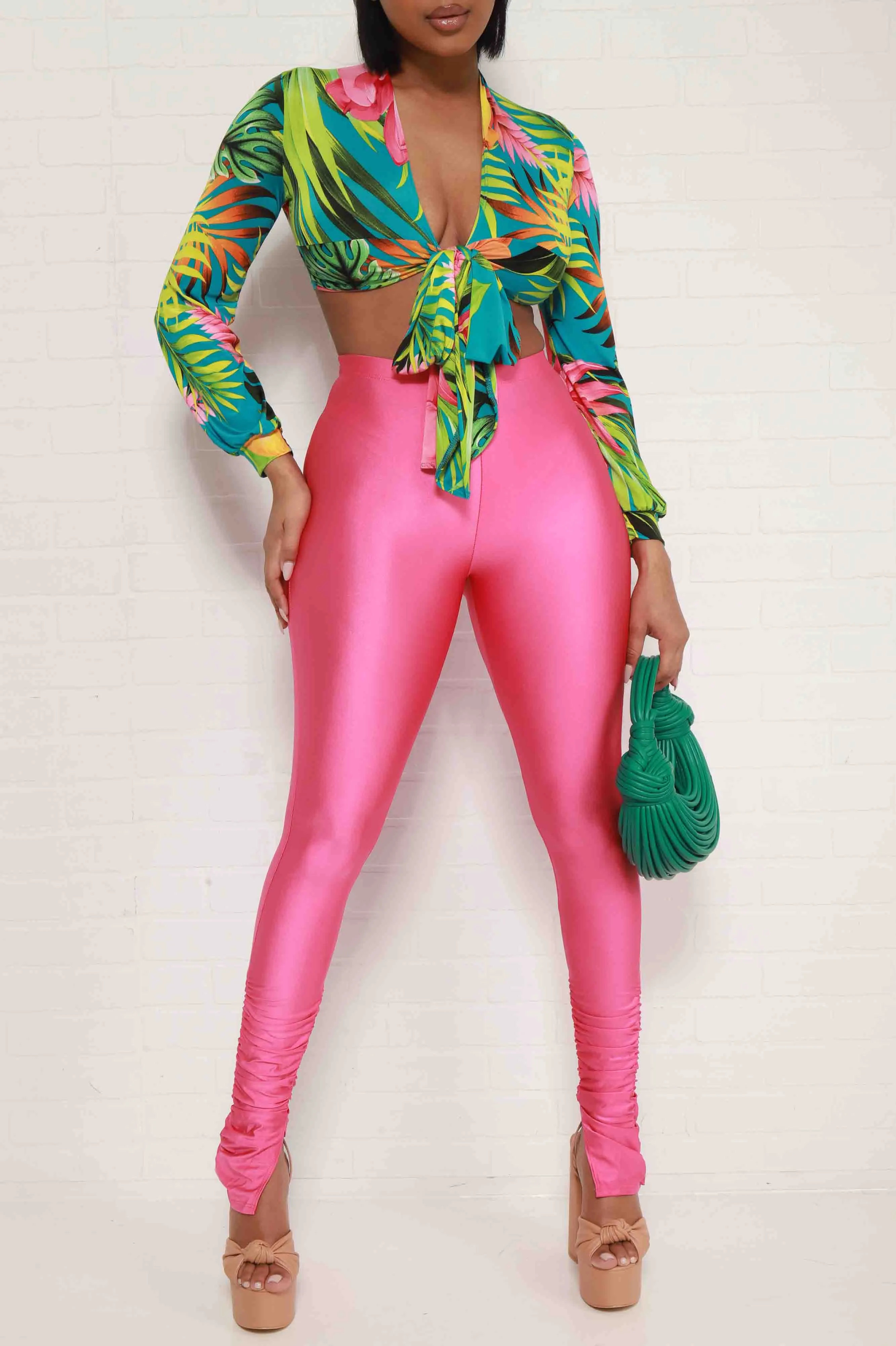 Vacation Fever Tropical Print Crop Top - Green Multicolor sold by Swankaposh product image thumbnail 4