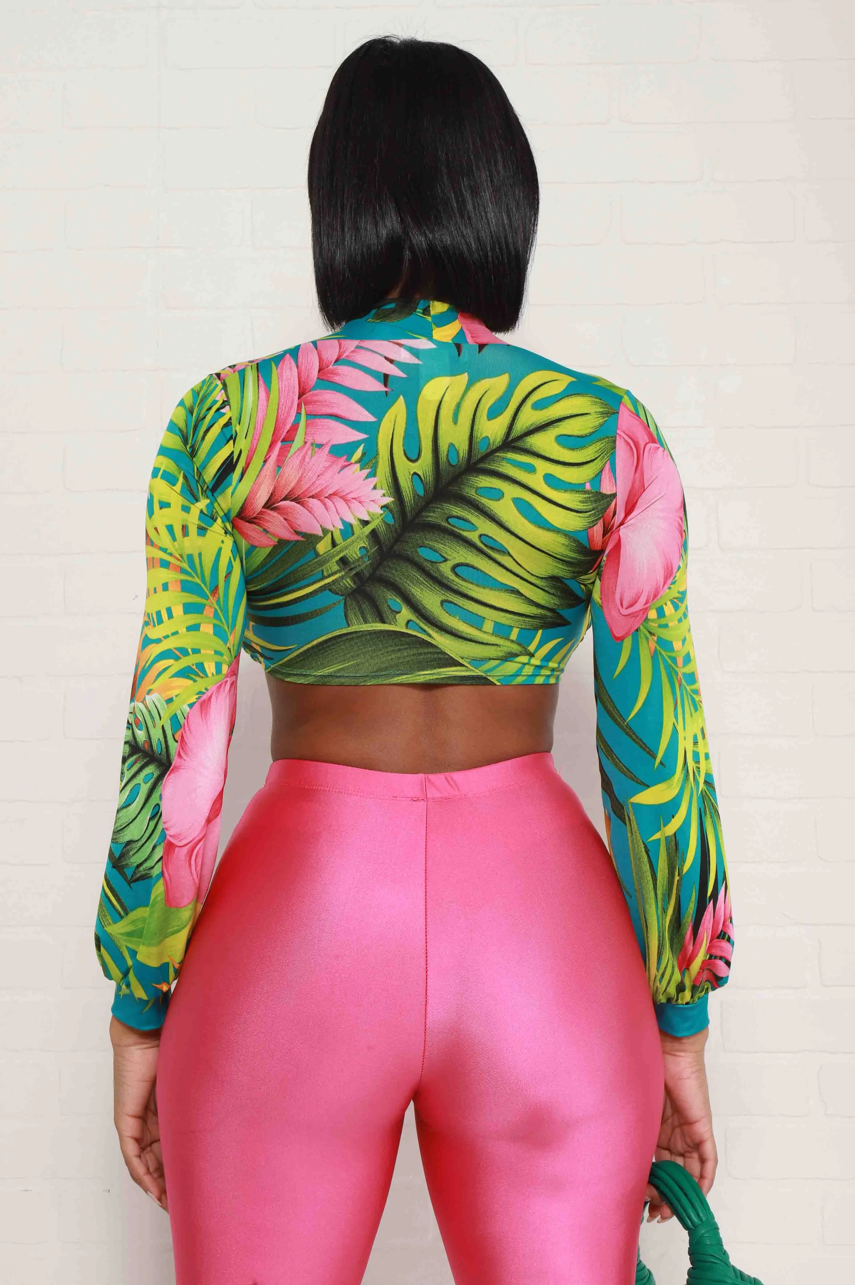 Vacation Fever Tropical Print Crop Top - Green Multicolor sold by Swankaposh product image thumbnail 3