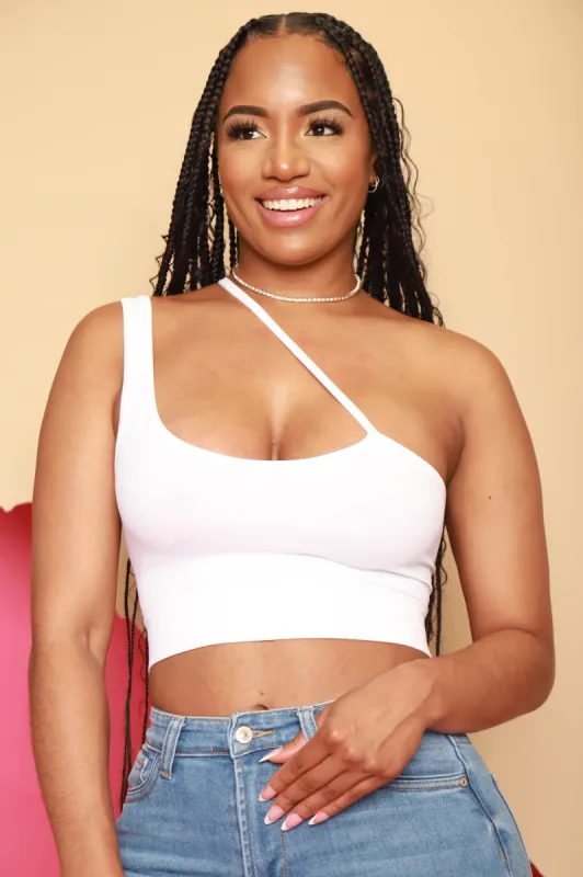 Thriving One Shoulder Crop Top - White sold by Swankaposh