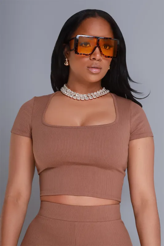 Past Life Cellulite Deleter Cropped T-Shirt - Carob Brown sold by Swankaposh