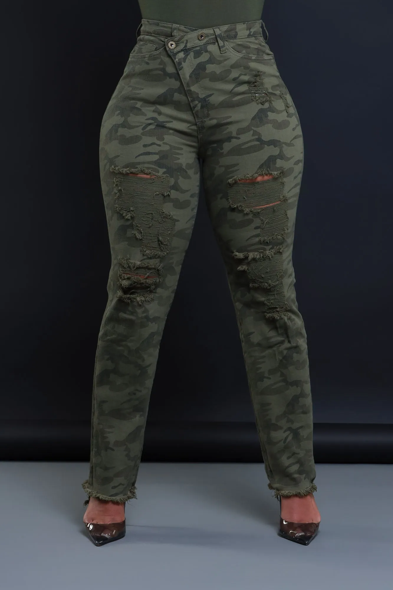 Limitless Asymmetrical Zip Bootcut Jeans - Camo sold by Swankaposh product image thumbnail 2