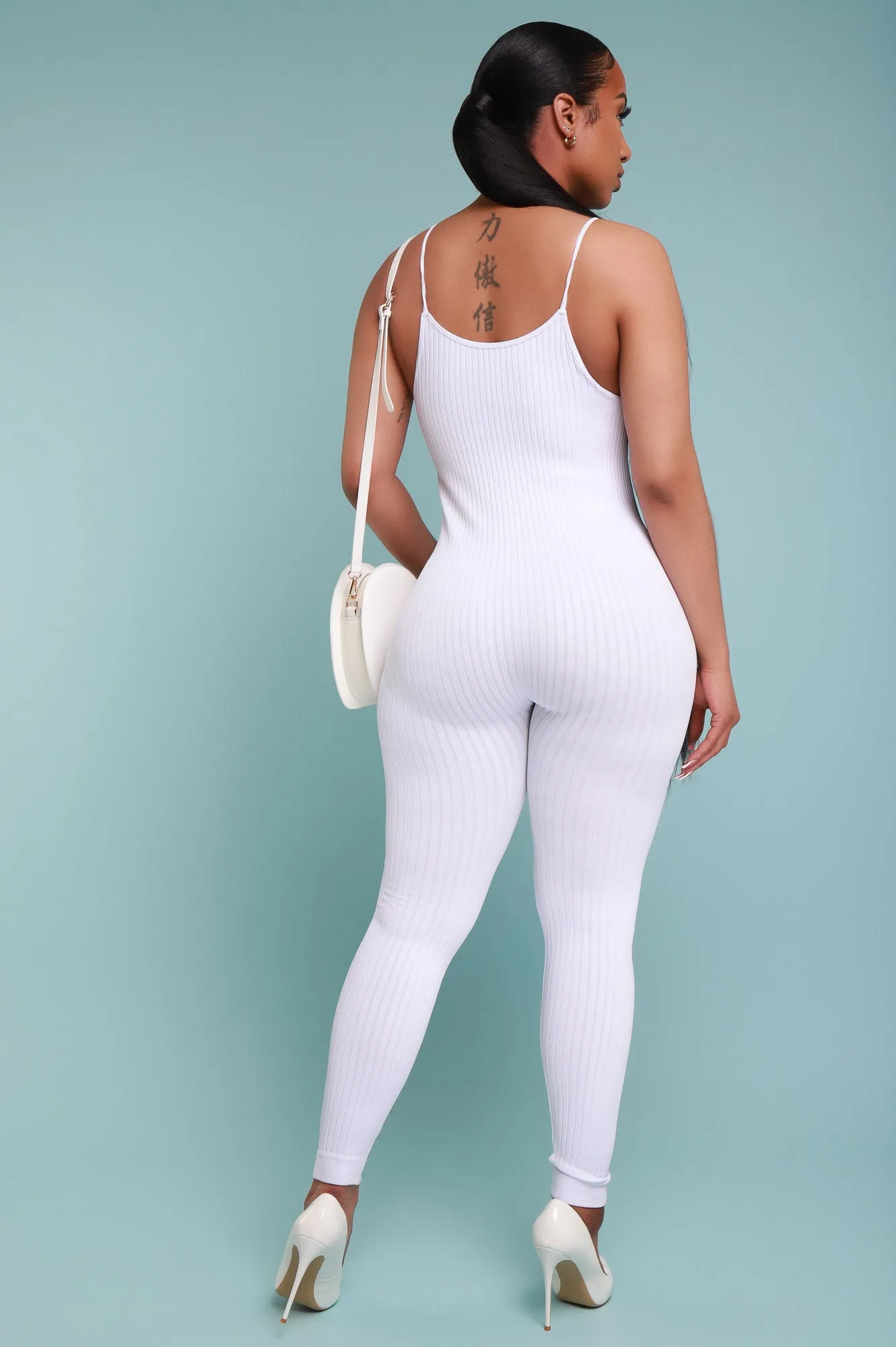 Body Heat Ribbed Seamless Jumpsuit - White sold by Swankaposh product image thumbnail 4