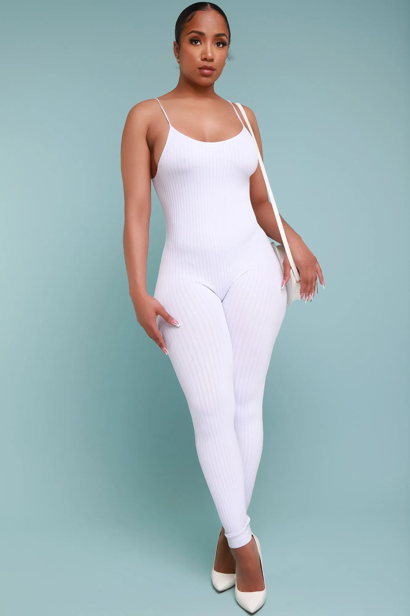 Body Heat Ribbed Seamless Jumpsuit - White sold by Swankaposh product image thumbnail 5
