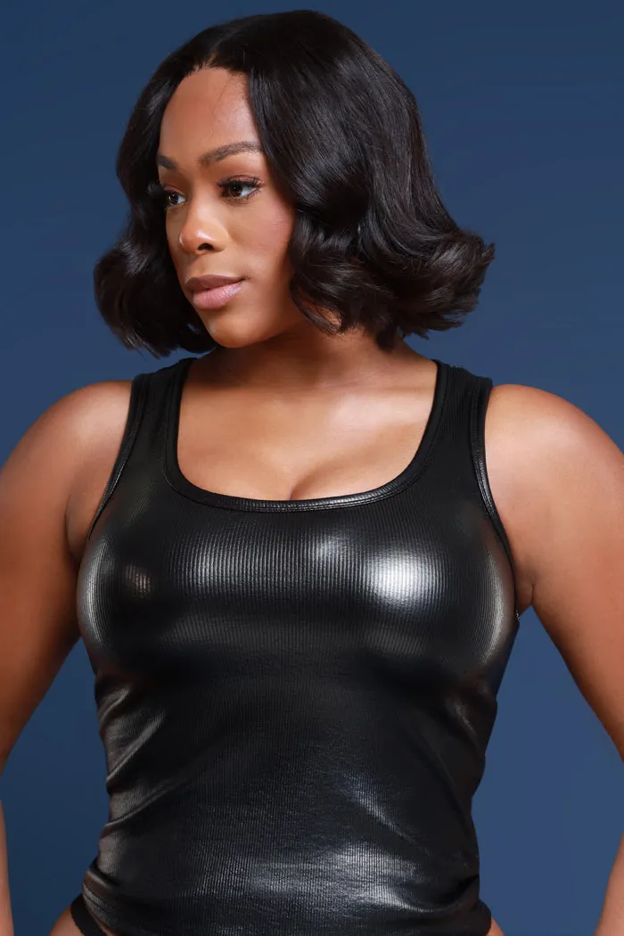 Scroll Away Metallic Ribbed Tank Top - Black sold by Swankaposh product image thumbnail 4