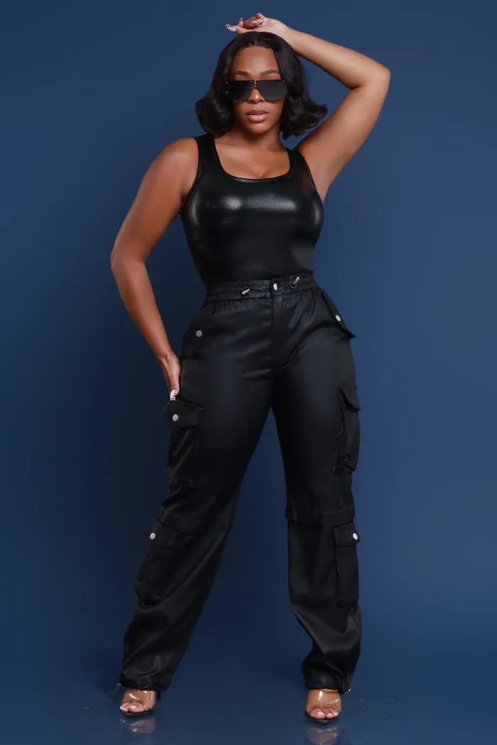 Scroll Away Metallic Ribbed Tank Top - Black sold by Swankaposh product image thumbnail 2