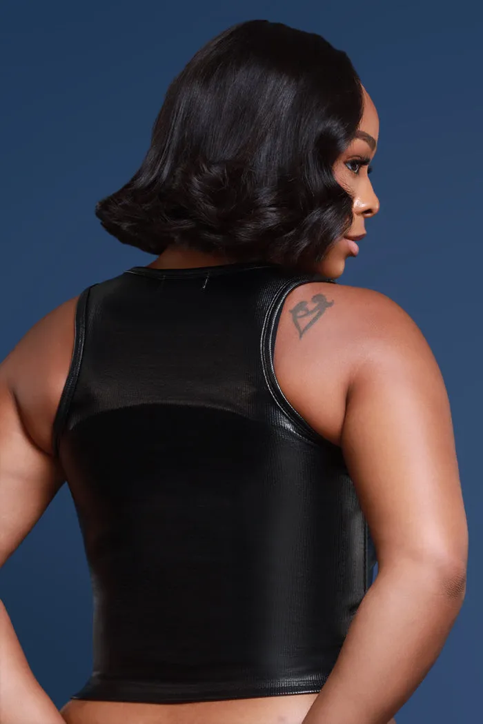 Scroll Away Metallic Ribbed Tank Top - Black sold by Swankaposh product image thumbnail 3