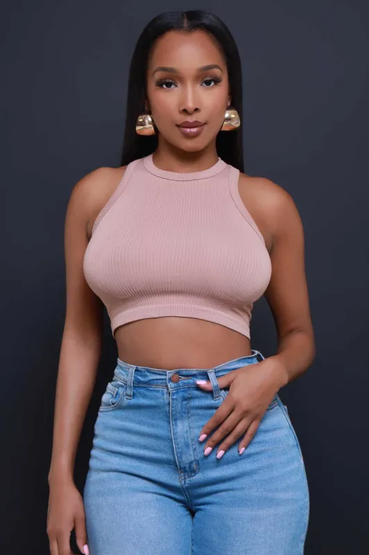 First Position Ribbed Crop Top - Nude sold by Swankaposh