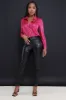 Happy Ending Satin Button Up Top - Fuchsia sold by Swankaposh