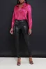 Happy Ending Satin Button Up Top - Fuchsia sold by Swankaposh