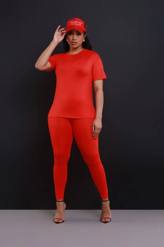 Be Great Short Sleeve Legging Set - Red sold by Swankaposh