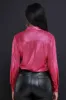 Happy Ending Satin Button Up Top - Fuchsia sold by Swankaposh
