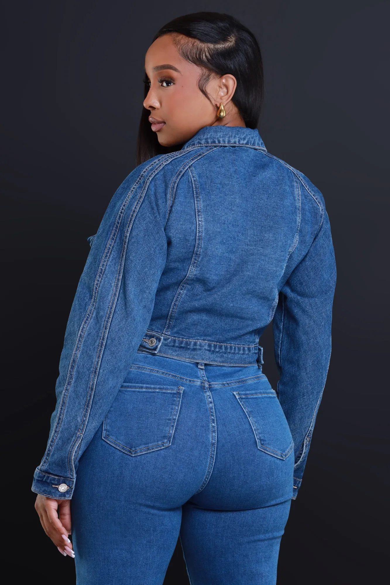 Still Friends Cropped Denim Jacket - Medium Wash sold by Swankaposh product image thumbnail 3