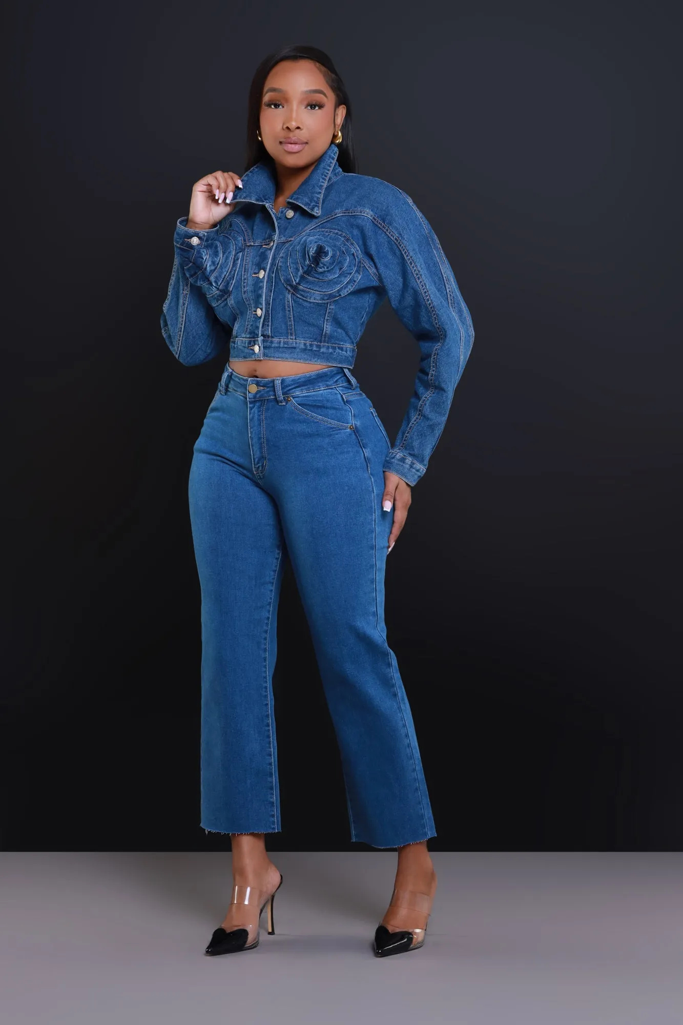 Still Friends Cropped Denim Jacket - Medium Wash sold by Swankaposh product image thumbnail 5