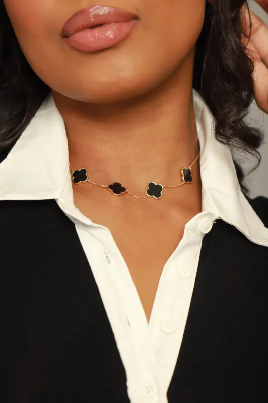 Simple Touch Flower Necklace - Gold/Black sold by Swankaposh