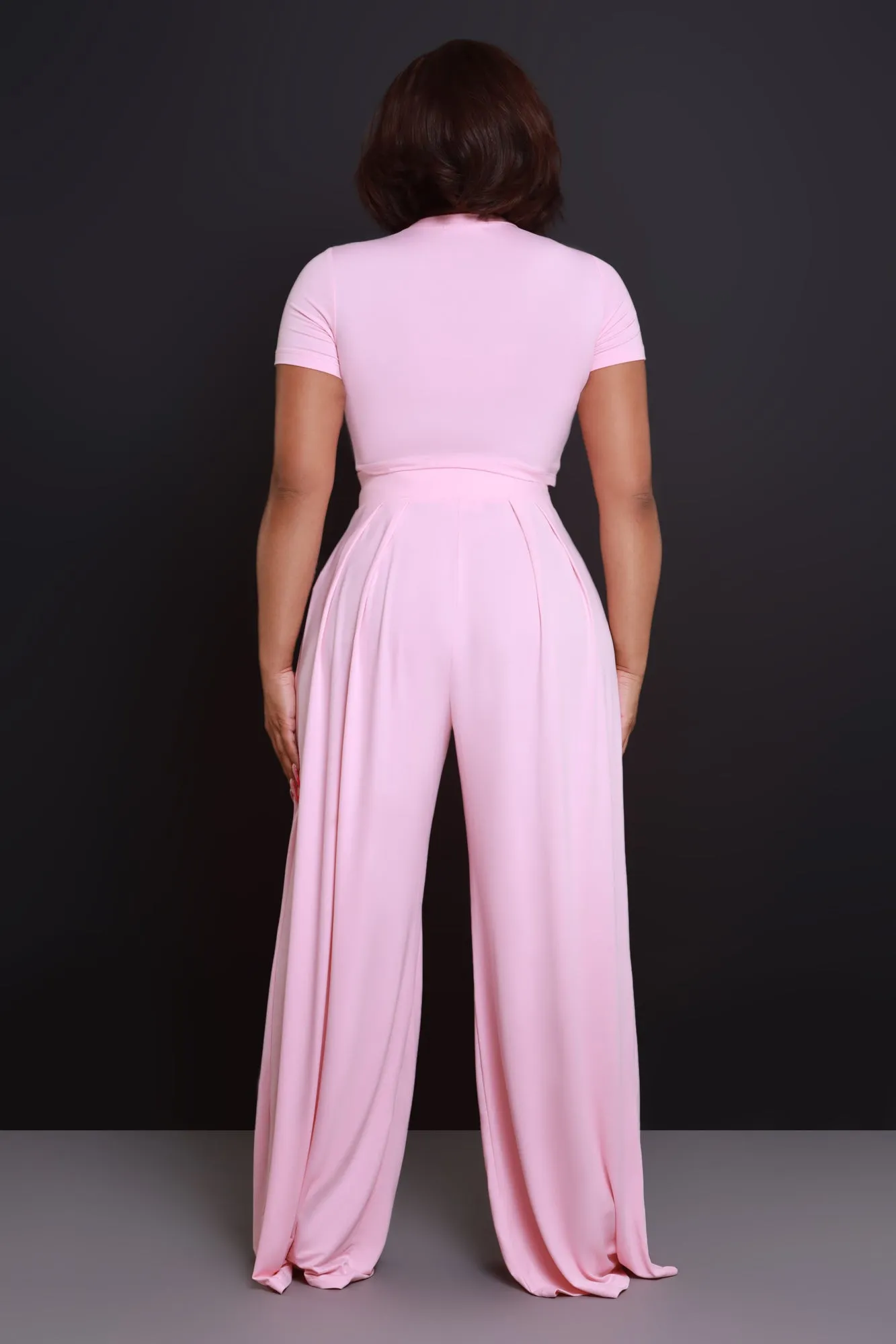 Full Attention Short Sleeve Palazzo Pants Set - Powder Pink sold by Swankaposh product image thumbnail 3