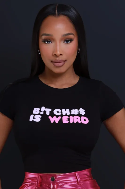 Be Weird Cropped Graphic T-Shirt - Black sold by Swankaposh