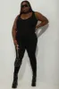 Iconic Sleeveless V-Neck Seamless Ribbed Jumpsuit - Black sold by Swankaposh