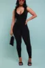 Iconic Sleeveless V-Neck Seamless Ribbed Jumpsuit - Black sold by Swankaposh