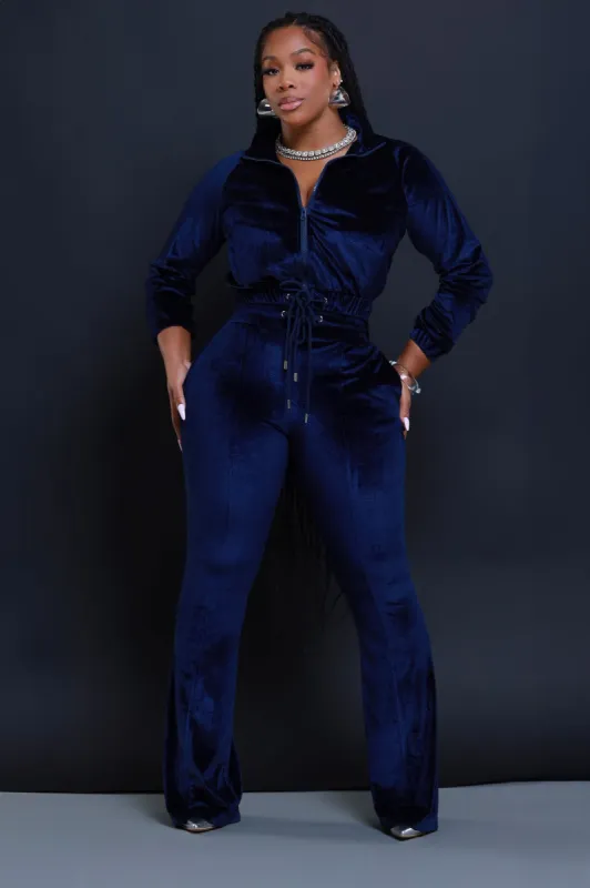 Say Something Velvet Jogger Set - Navy sold by Swankaposh