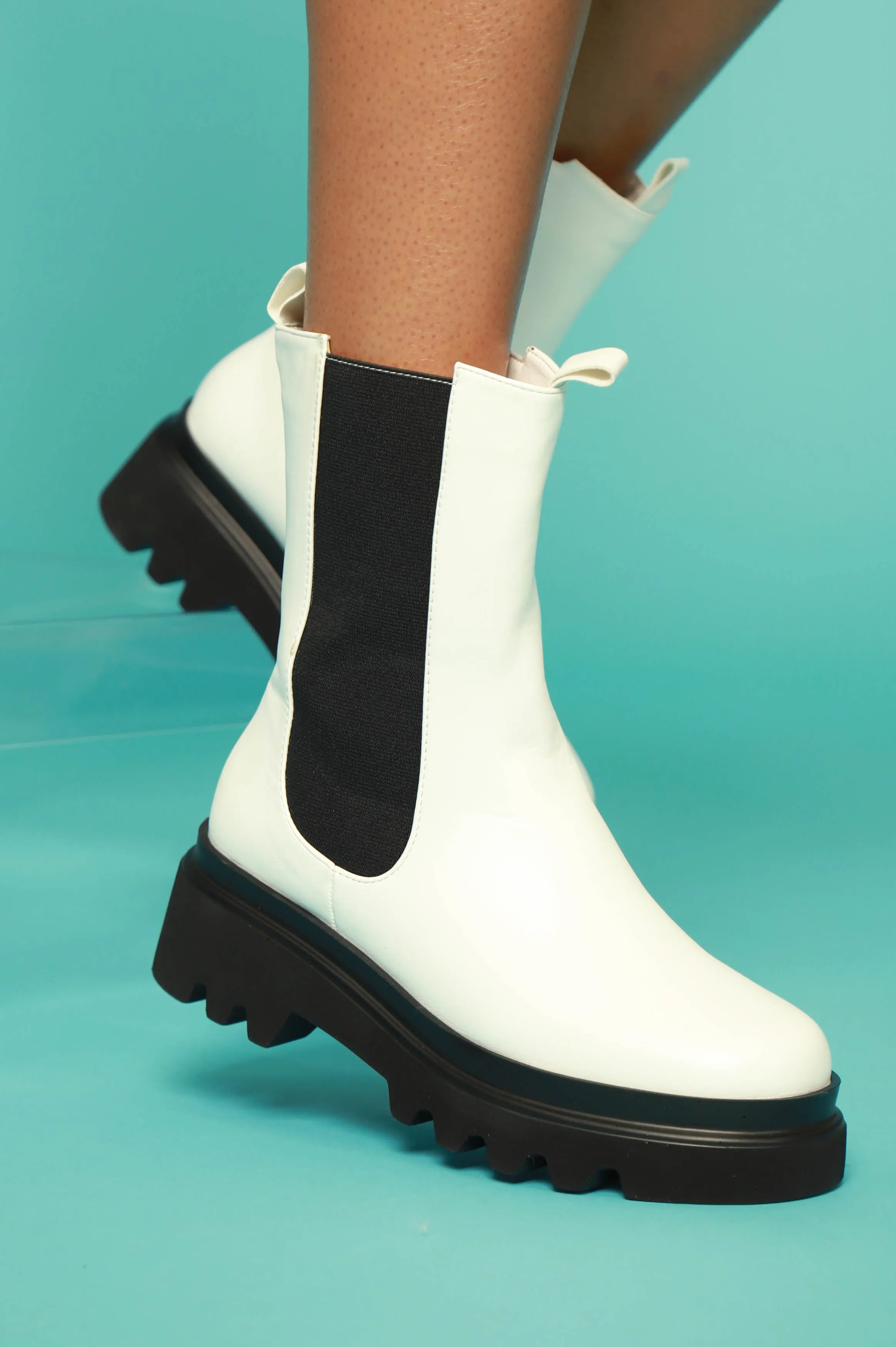 Set The Bar Faux Leather Chelsea Boots - White sold by Swankaposh product image thumbnail 4
