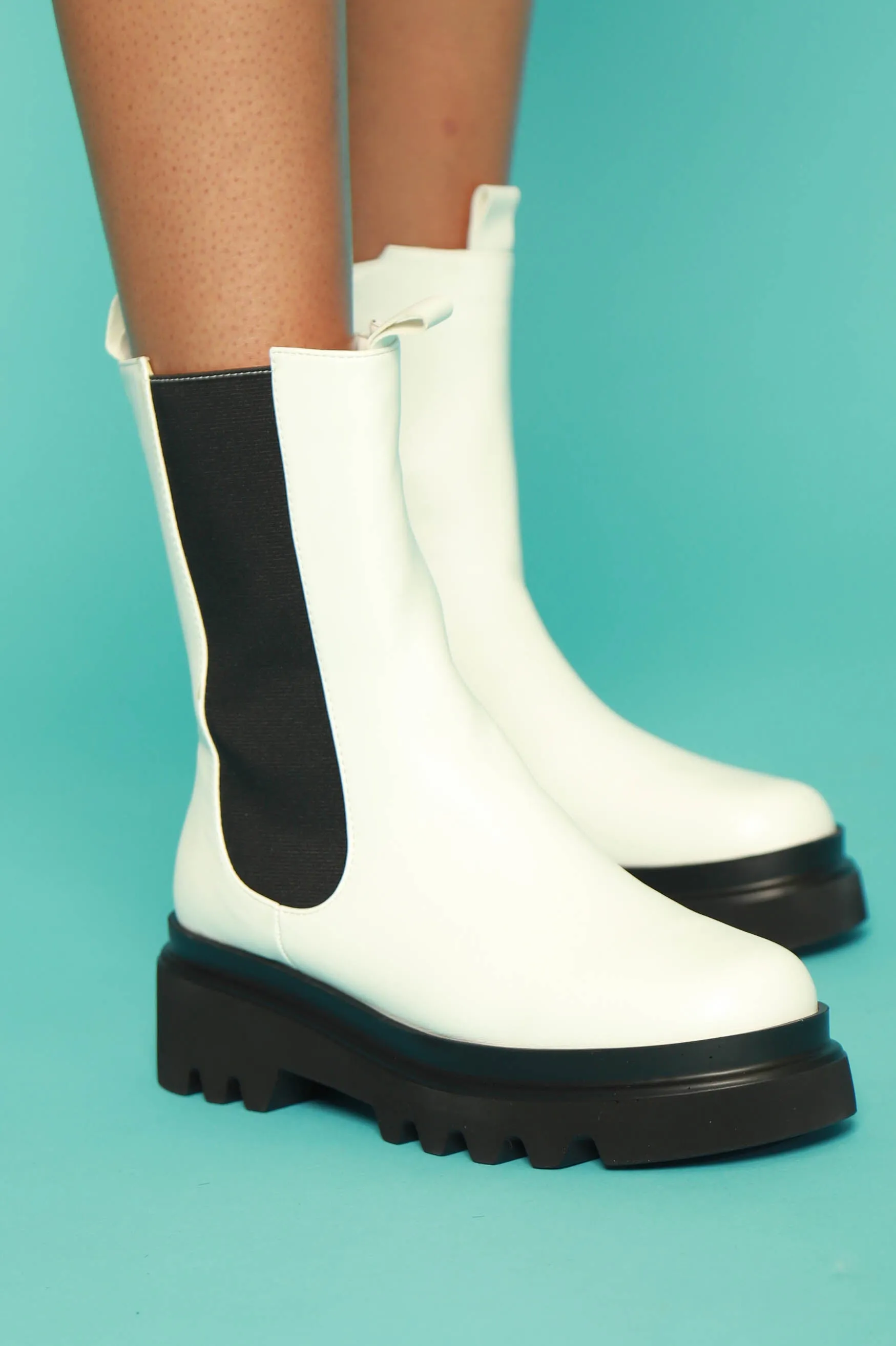 Set The Bar Faux Leather Chelsea Boots - White sold by Swankaposh product image thumbnail 3