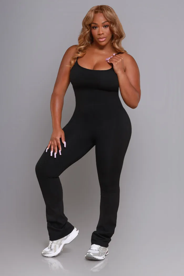 Keep It Calm Active Flare Leg Jumpsuit - Black sold by Swankaposh product image thumbnail 3