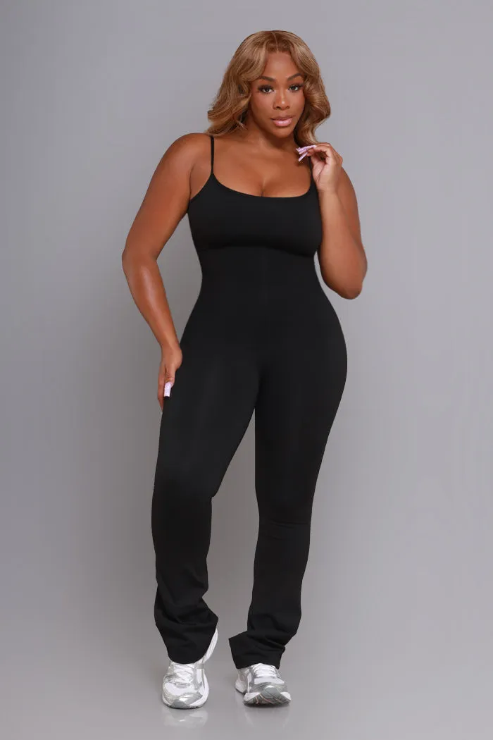 Keep It Calm Active Flare Leg Jumpsuit - Black sold by Swankaposh