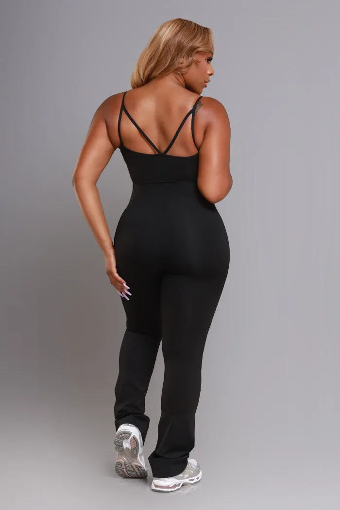 Keep It Calm Active Flare Leg Jumpsuit - Black sold by Swankaposh product image thumbnail 2