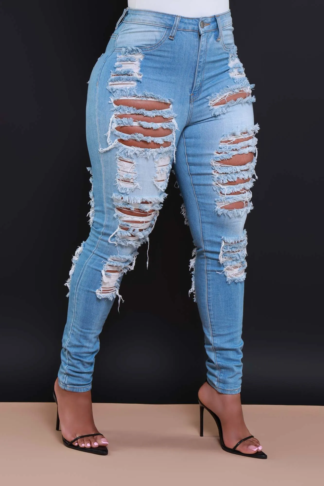 Foul Play Distressed High Rise Jeans - Light Wash sold by Swankaposh product image thumbnail 5