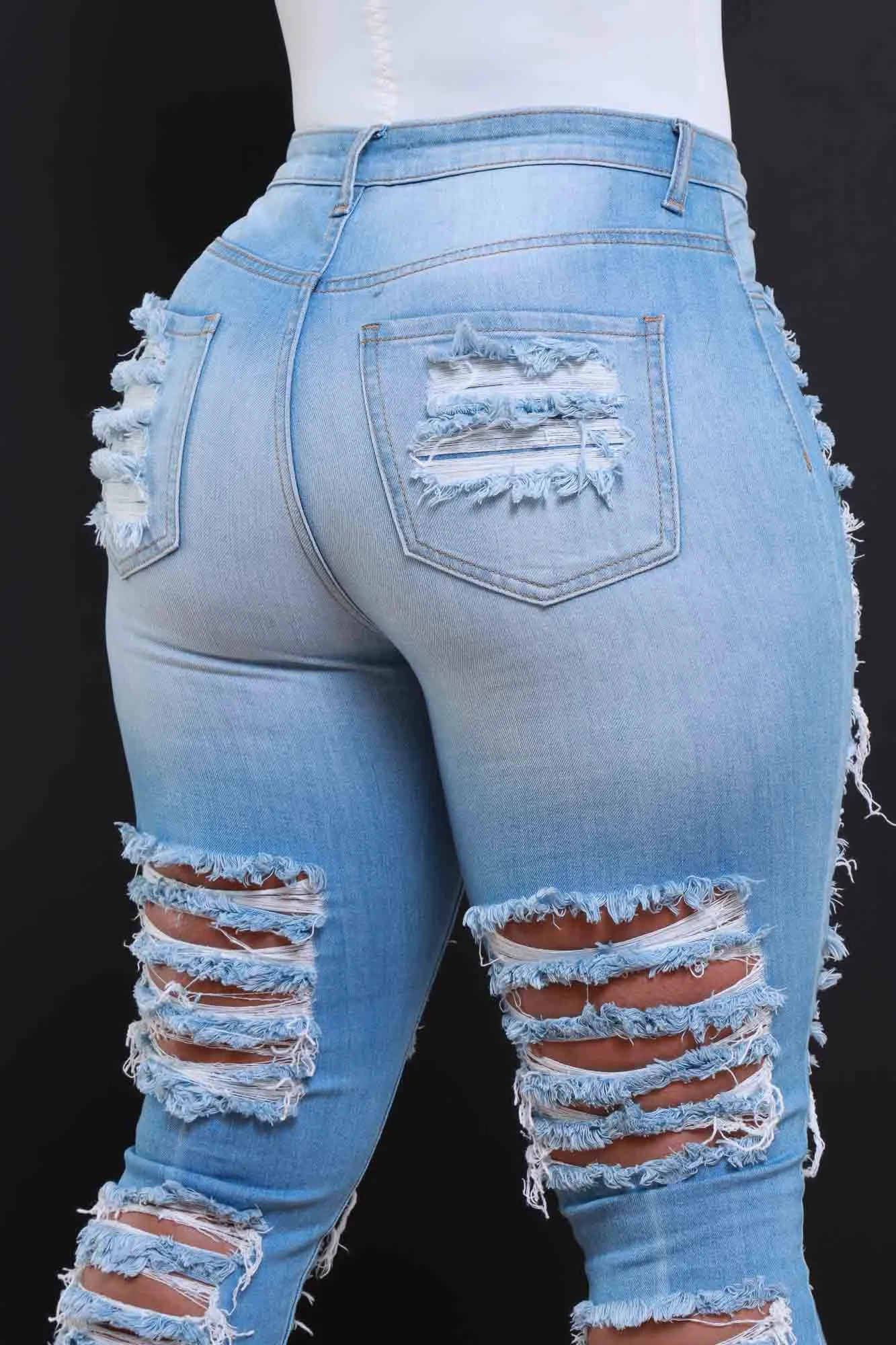 Foul Play Distressed High Rise Jeans - Light Wash sold by Swankaposh product image thumbnail 2