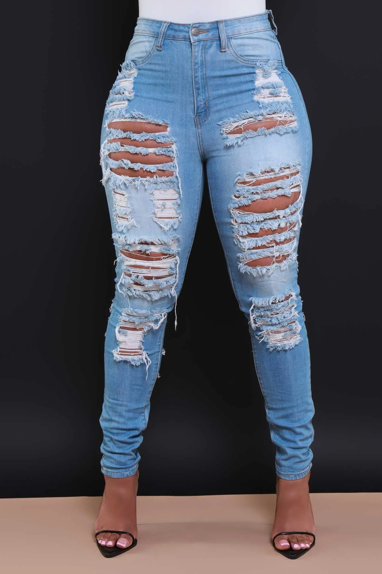 Foul Play Distressed High Rise Jeans - Light Wash sold by Swankaposh product image thumbnail 3
