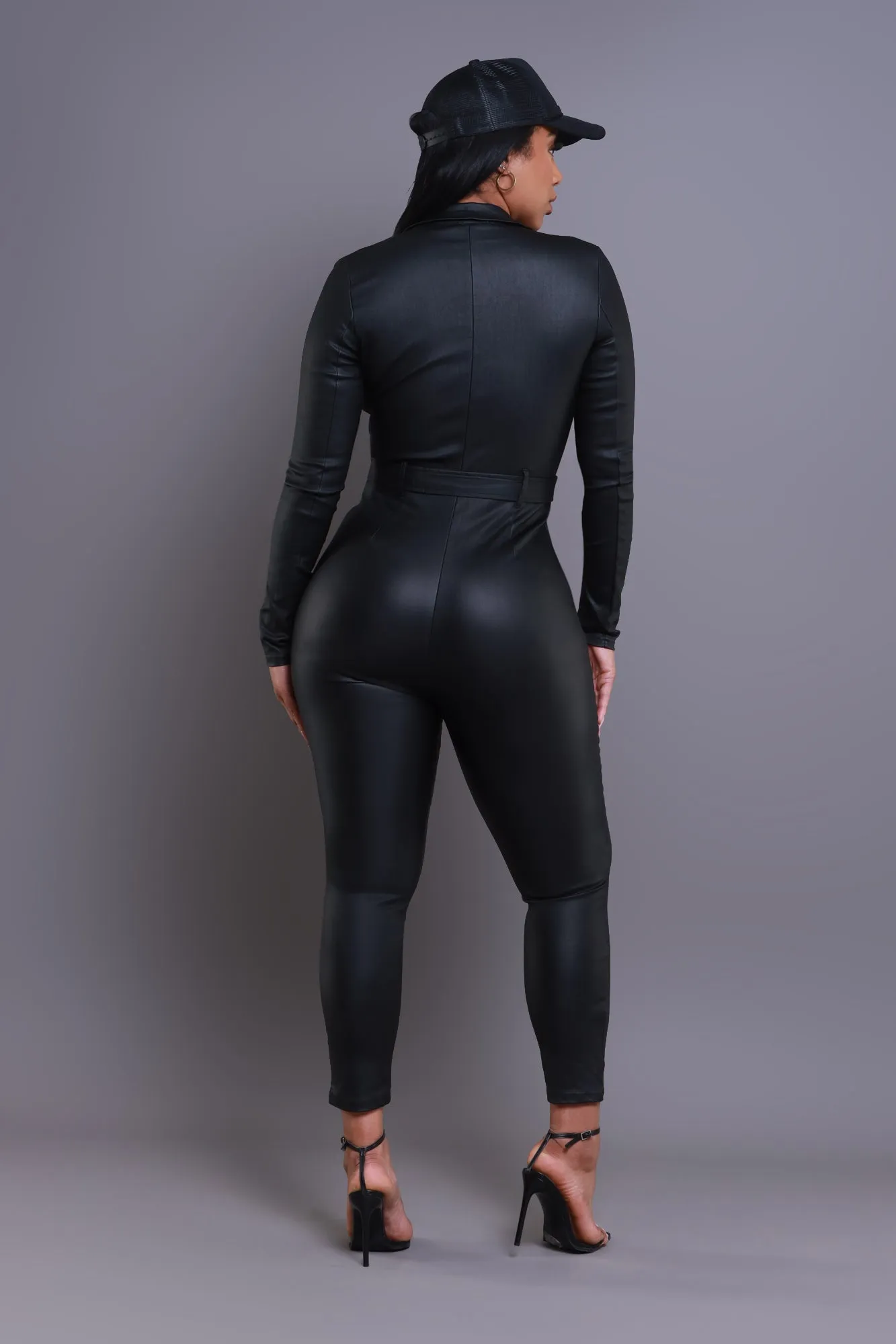 On Your Mark Coated Jumpsuit - Black sold by Swankaposh product image thumbnail 3
