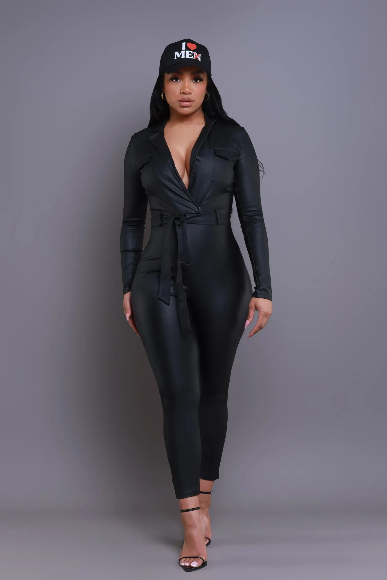 On Your Mark Coated Jumpsuit - Black sold by Swankaposh product image thumbnail 5