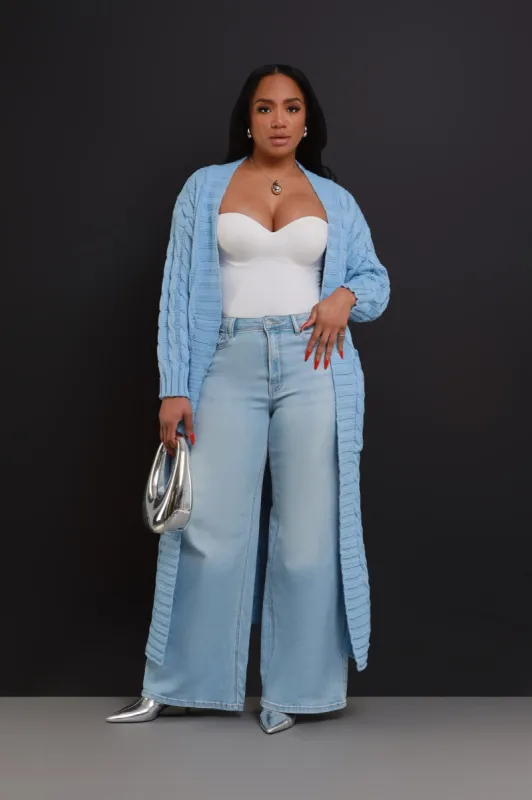 Love It Here Longline Cardigan Sweater - Powder Blue sold by Swankaposh