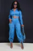 Fire Me Up Cropped Cargo Pants Set - Medium Wash Denim sold by Swankaposh