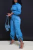Fire Me Up Cropped Cargo Pants Set - Medium Wash Denim sold by Swankaposh