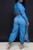 Fire Me Up Cropped Cargo Pants Set - Medium Wash Denim sold by Swankaposh