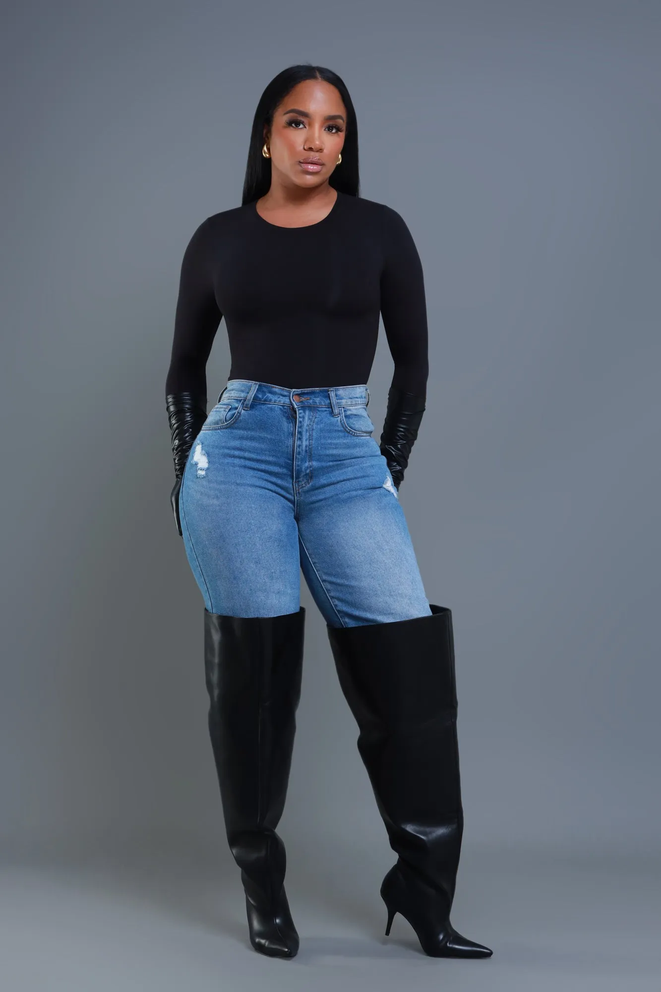 Good Form Crew Neck Bodysuit - Black No.291 NKDS sold by Swankaposh product image thumbnail 4