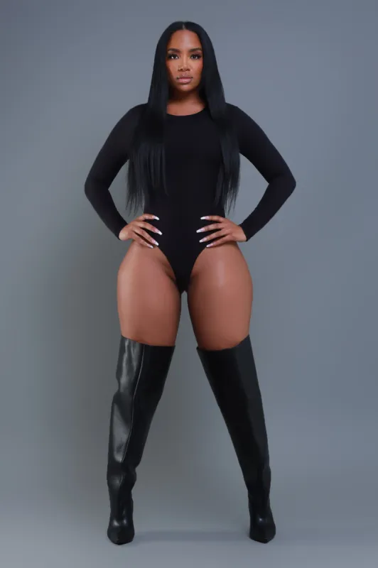 Good Form Crew Neck Bodysuit - Black No.291 NKDS sold by Swankaposh