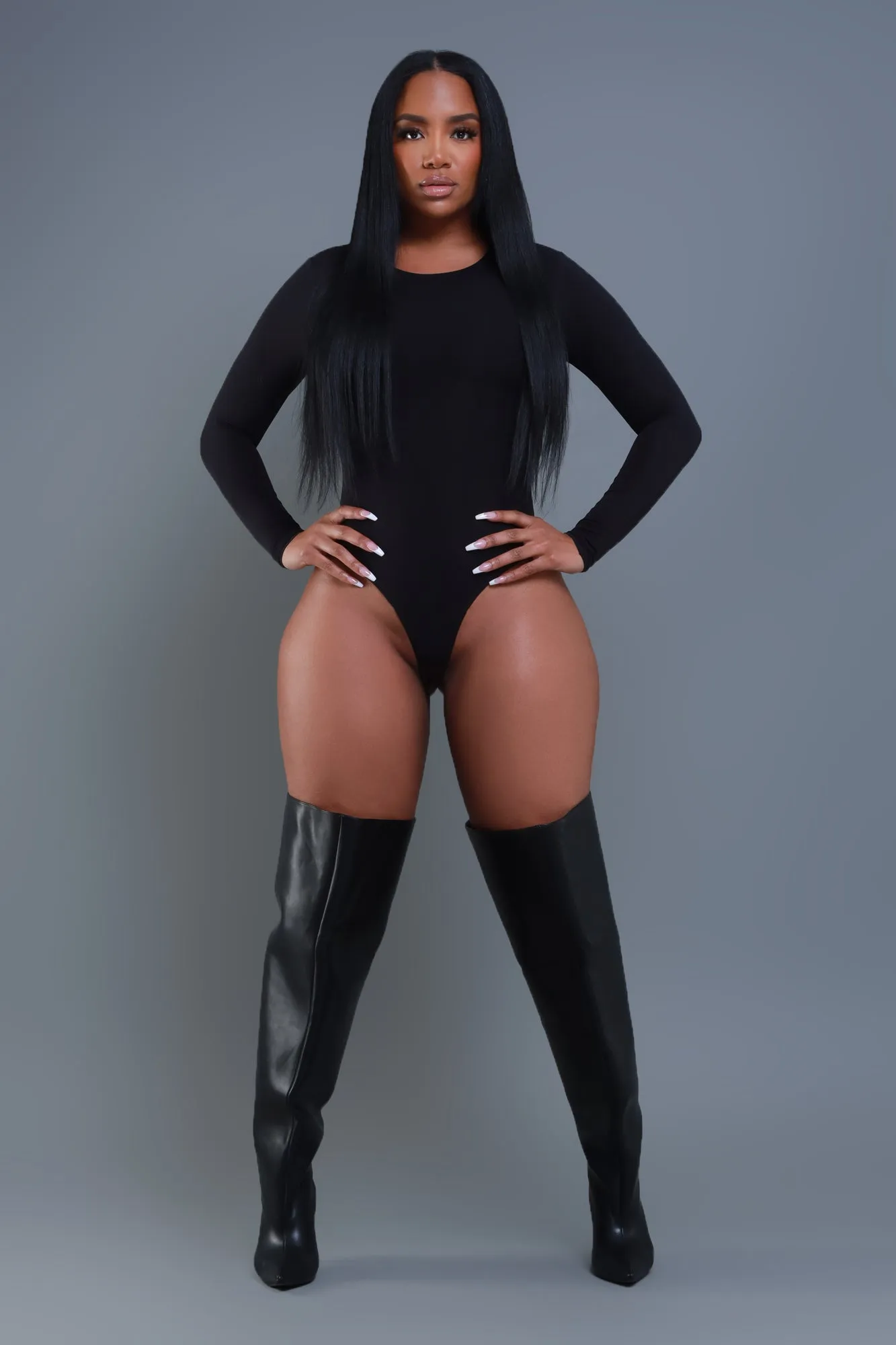 Good Form Crew Neck Bodysuit - Black No.291 NKDS sold by Swankaposh