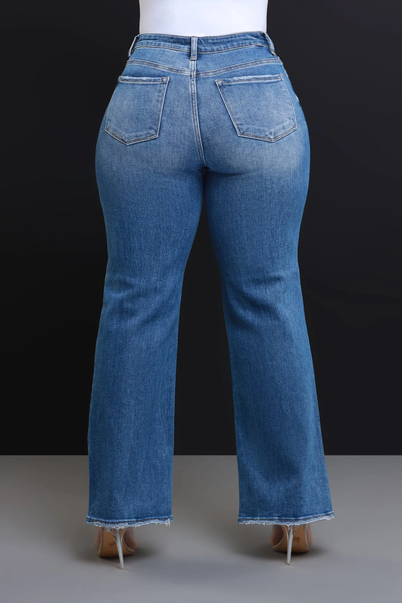 This Real High Rise Distressed Wide Leg Jeans - Dark Wash sold by Swankaposh product image thumbnail 3