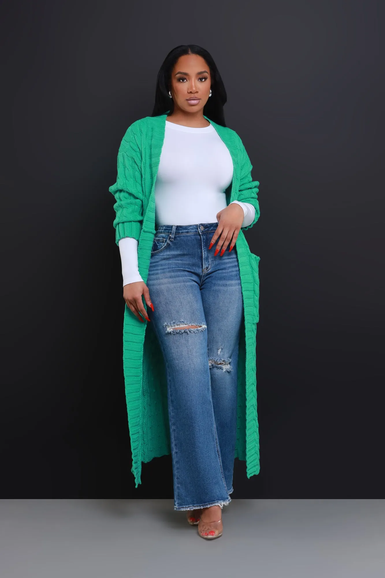 This Real High Rise Distressed Wide Leg Jeans - Dark Wash sold by Swankaposh product image thumbnail 4