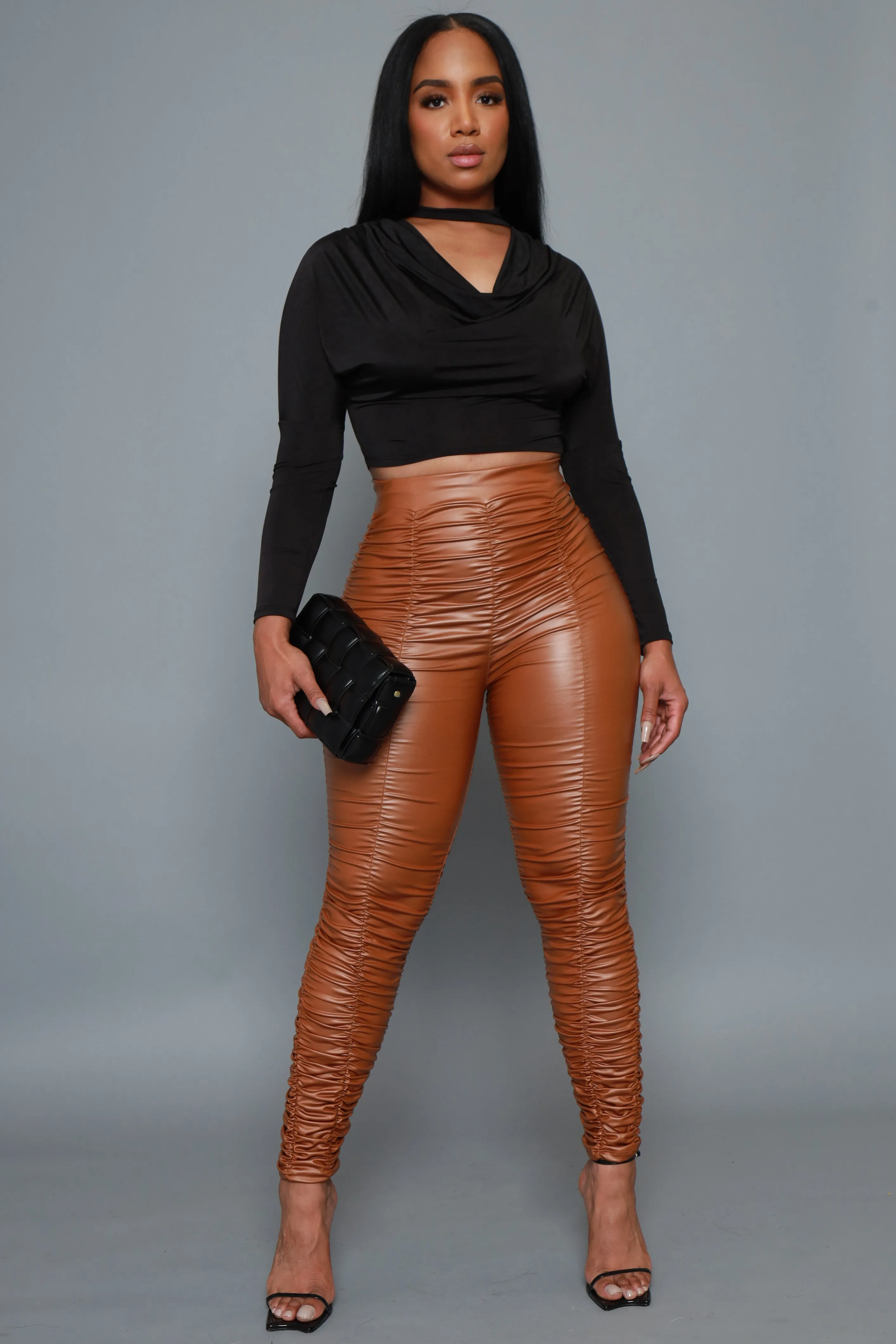 No Chaser Cropped Cowl Neck Top - Black sold by Swankaposh product image thumbnail 4