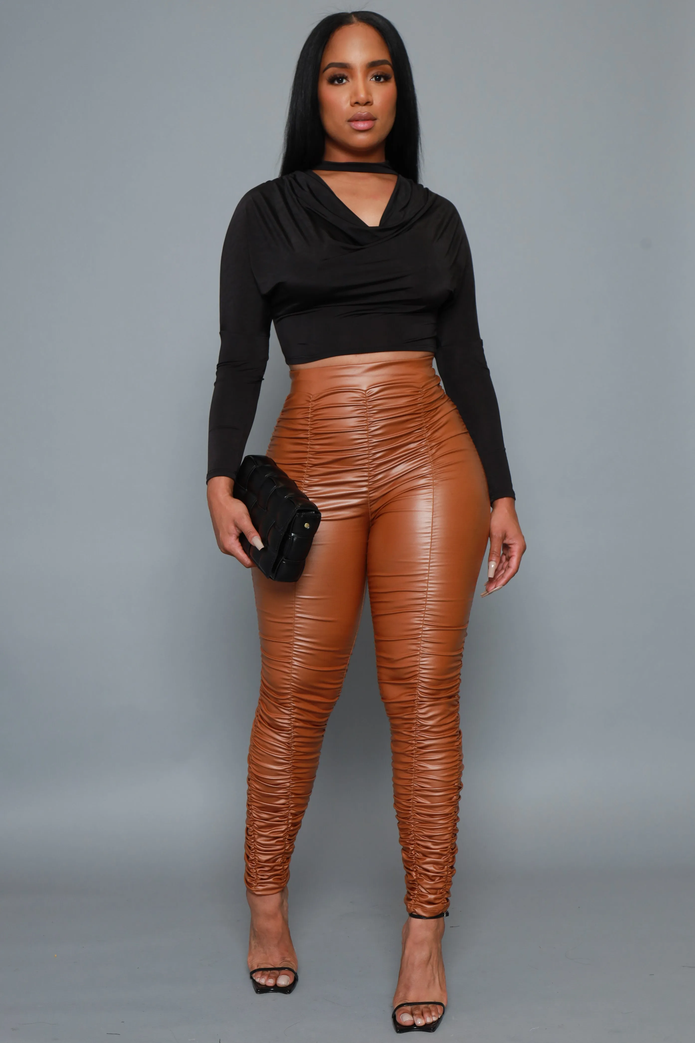 No Chaser Cropped Cowl Neck Top - Black sold by Swankaposh product image thumbnail 2