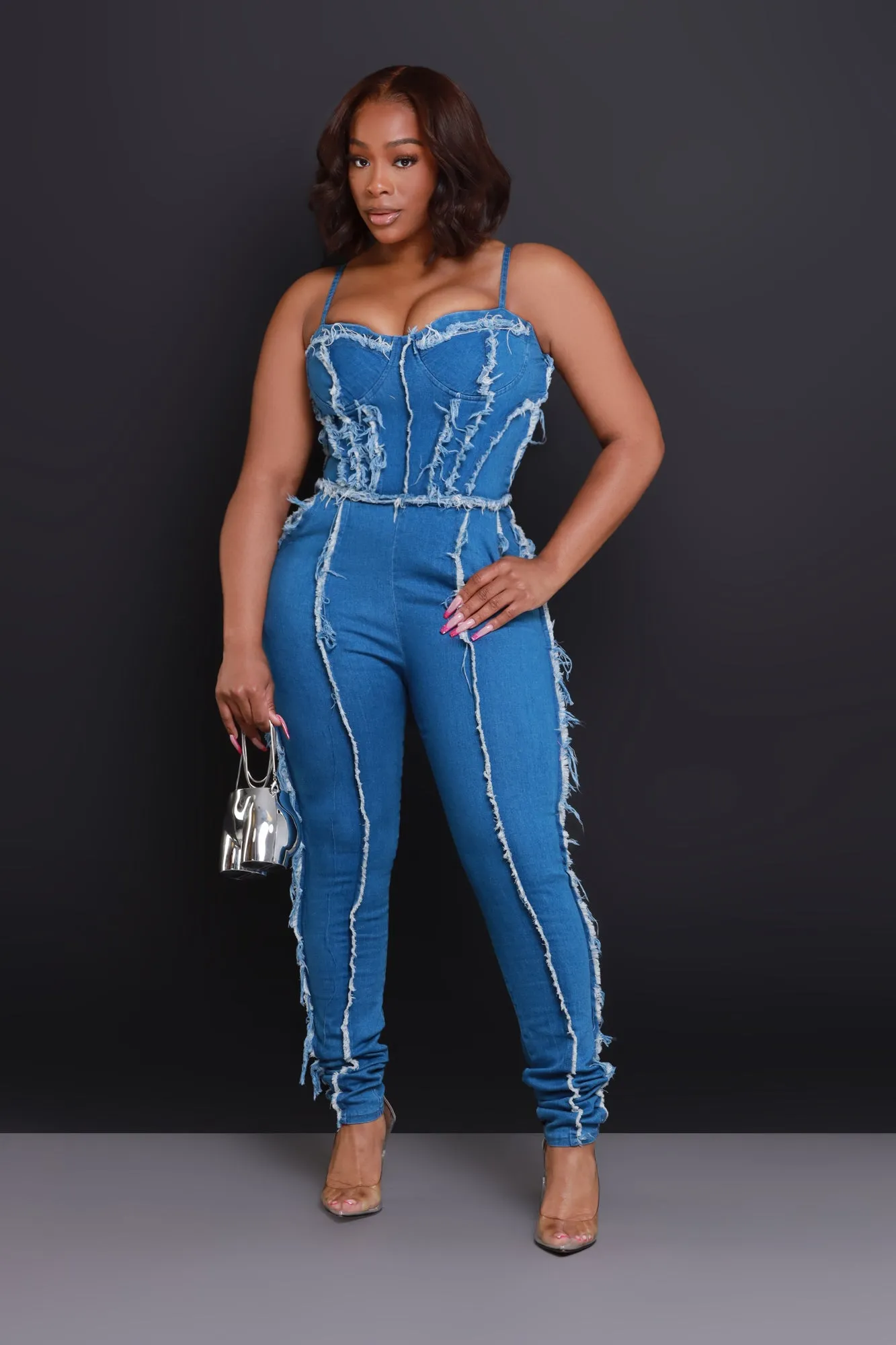After The Storm Denim Jumpsuit - Medium Wash sold by Swankaposh product image thumbnail 3